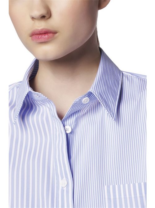 camicia donna over a righe azzurro e bianco Camicetta Snob | 648C-4140130